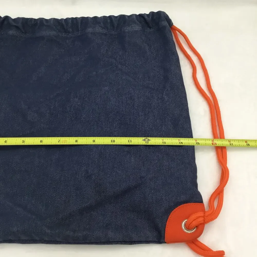 GAP Drawstring Soft Backpack Denim with Orange Drawstring